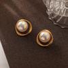 Elegant Round Twisted Pearl Stud Earrings Sterling Hypoallergenic Minimalist Korean Style Womens Jewelry