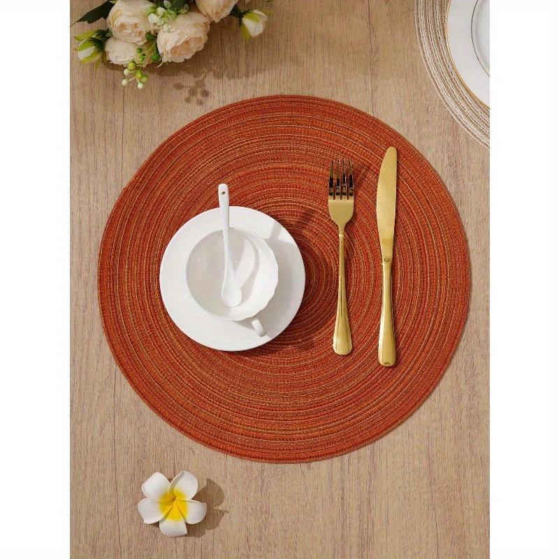 1pc Round Woven Placemat, Machine Washable, Anti-Slip Heat-Resistant Table Mat, Suitable For Home Dining, Festivals And Parties