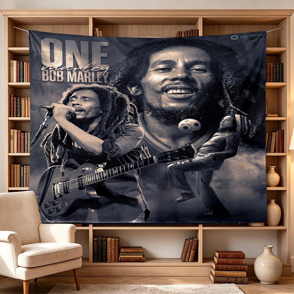 Bob Marley Reggae One Love Reggae Legend Polyester Wall Hanging Tapestry, Aesthetic Home Decor for Bedroom Dorm Photo Backdrop