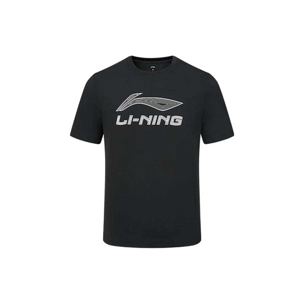 Li Ning T Shirts Unisex Black Crew Neck Moderate YTST049-2 L
