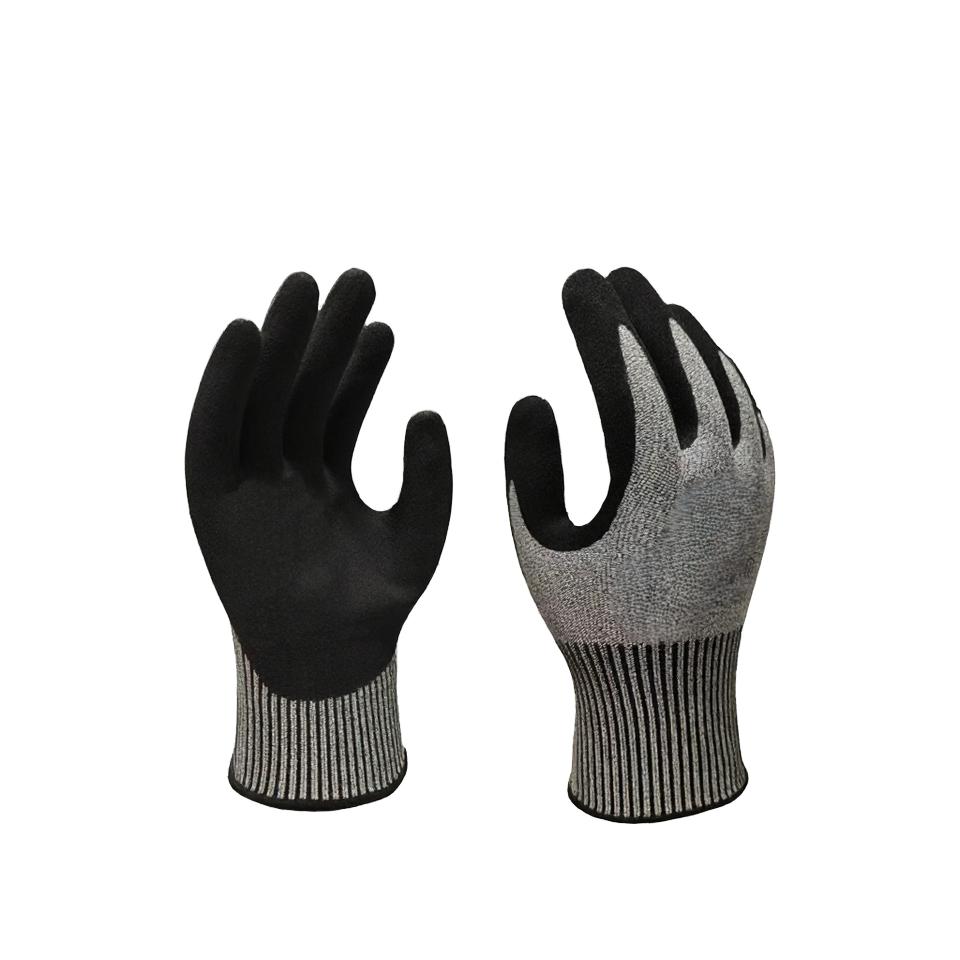 CE EN388 Certified Great Grip Nitrile Coated Construction Gloves Level 5 Anti-Cut Oil Water Resistant HPPE Safety Hand Gloves