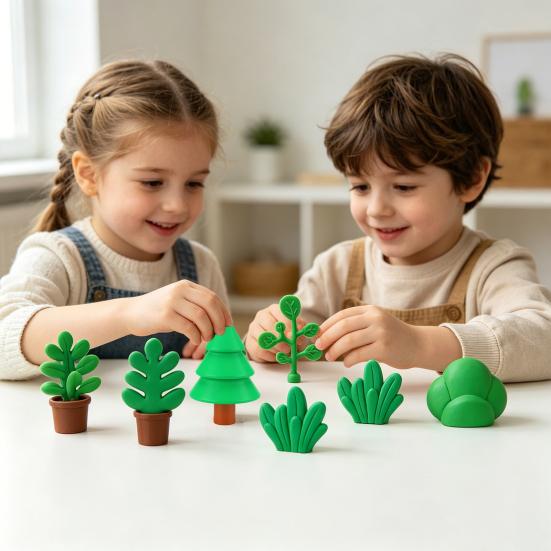Mini Building Block Toy Tree Cactus Leaf Flower Bush Greenery Plants Building Brick Replacement Compatible with Classic Blocks Brick Builders