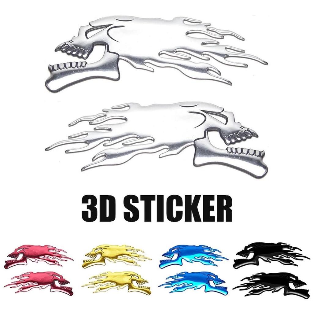Goods Land GD-STDKR-SV Universal 3D Sticker Skull Skull Motorcycle Tank 3D Decal Sticker for Cars Cars Cool Stylish Plated