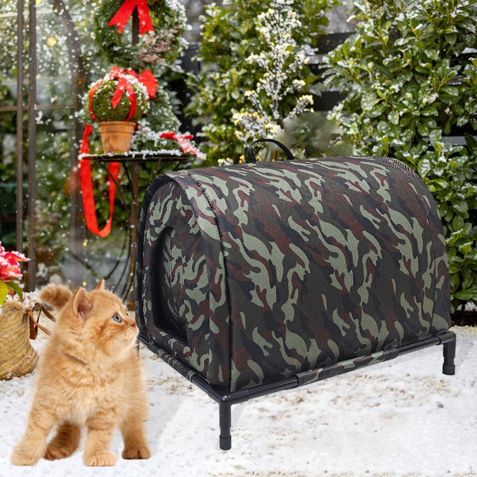 

Cat House for Outdoor Cats Elevated Feet Sturdy Oxford Cloth Pet Products Weatherproof Stray L