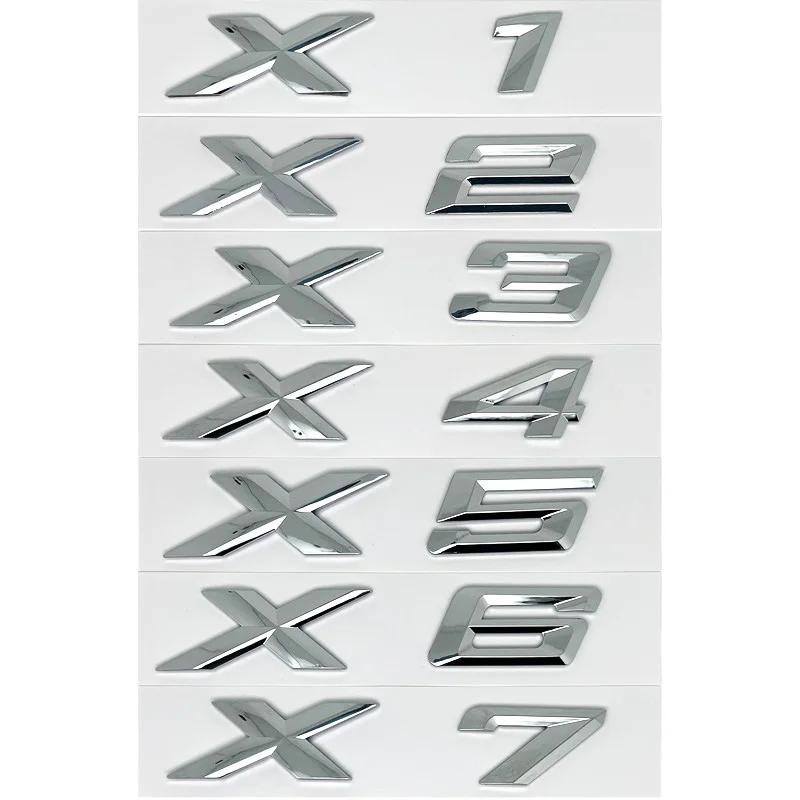 For BMW X1 X2 X3 X4 X5 X6 X7 GT Logo Emblem Rear Trunk Badge 3D ABS Chrome Black Car Sticker Decals