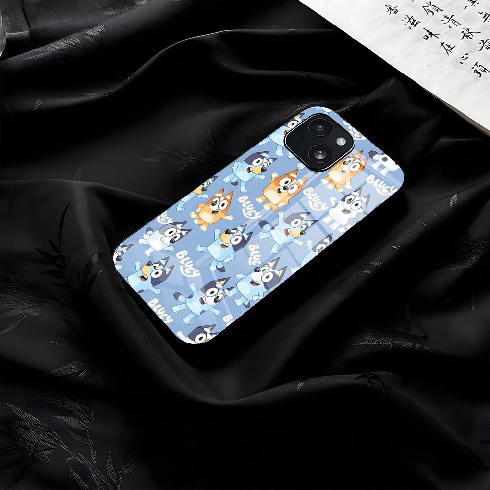 B-Bluey-es CARtoon Phone Case For IPhone 17 Pro Max 16 15 14 Pro Max 13 11 Plus Glass Cover