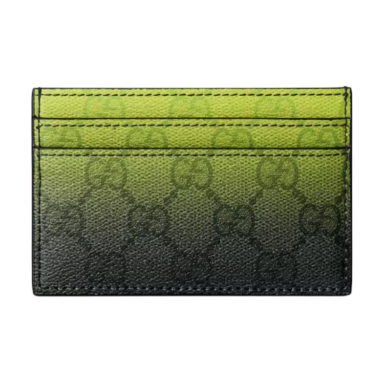 Gucci Gradient GG Monogramm Beschichtetes Gewebe Kartenhalter Herren Accessoires Limettengrün Schwarz 835700-FAERJ-3248