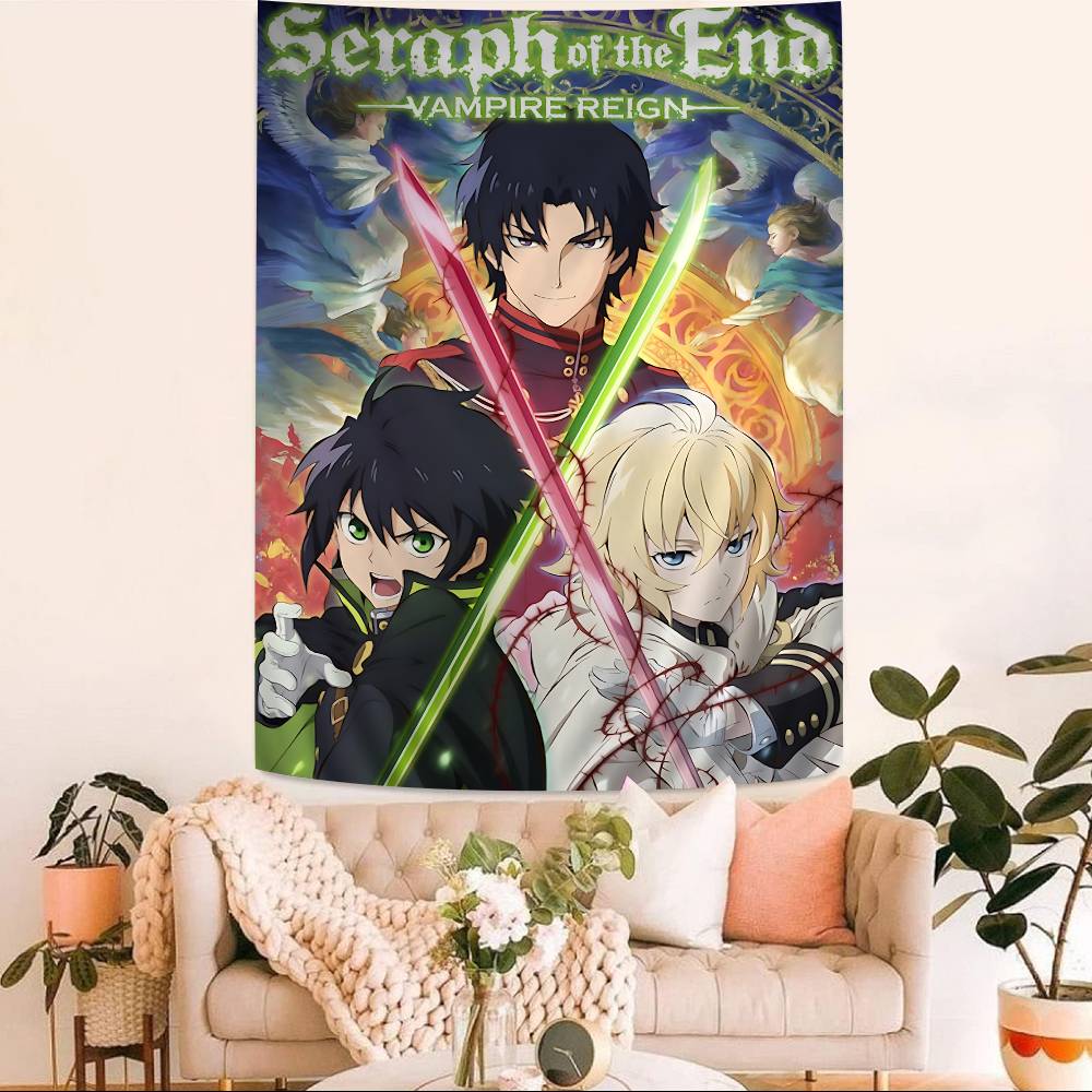 Japanese Seraph Of The End Cartoon Tapestry Art Science Fiction Room Home Decor Wall Hanging Home Decor