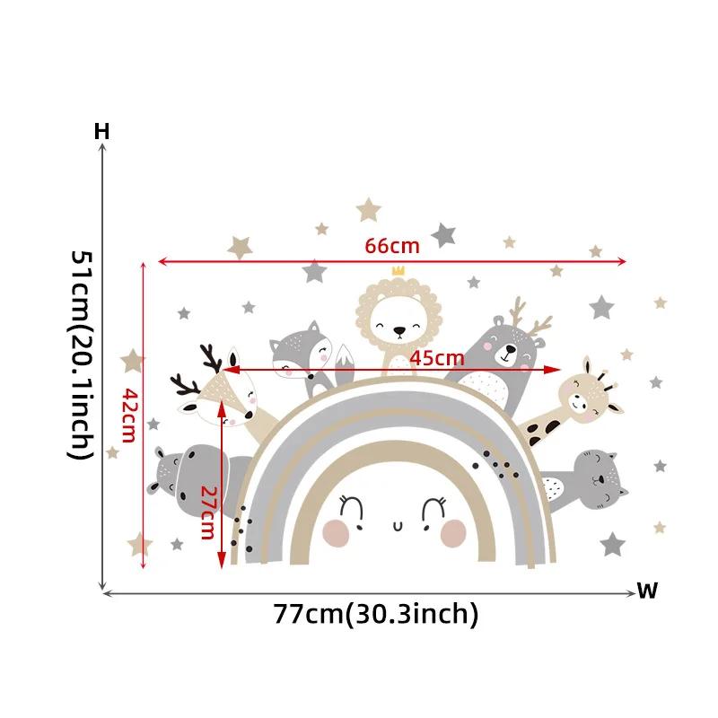 Cartoon Gray Khaki Star Wall Stickers for Kids Room Bedroom Nursery Home Decoration Wall Decals