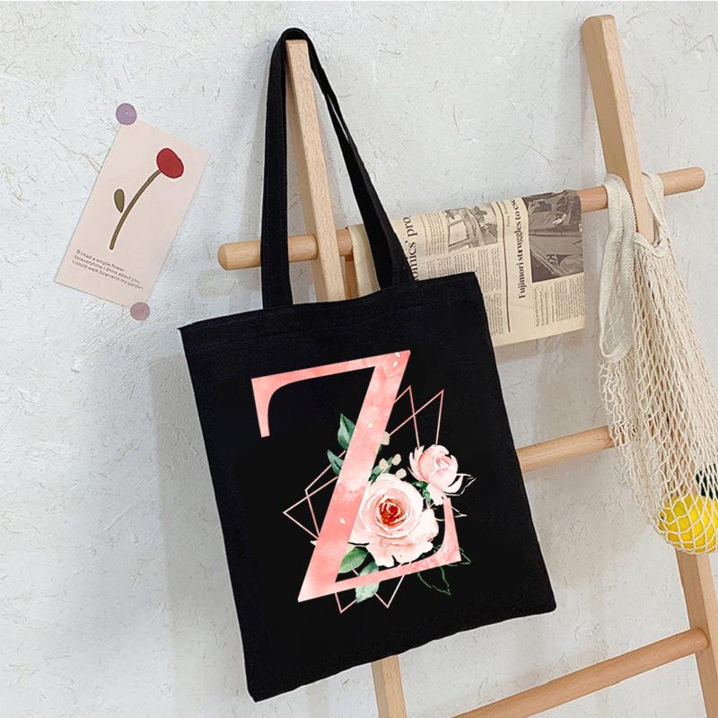 Alphabet Letter A-Z Printed Shoulder Bag Female Casual Student Crossbody Bag Large Capacity