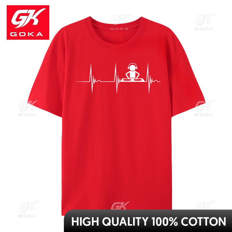 Dj Techno Turntable Dj Heartbeat Pulse Dance Music 2024 New Fashion Unisex T Shirts Geek Printed Tops Shirt Premium Tops Tees S