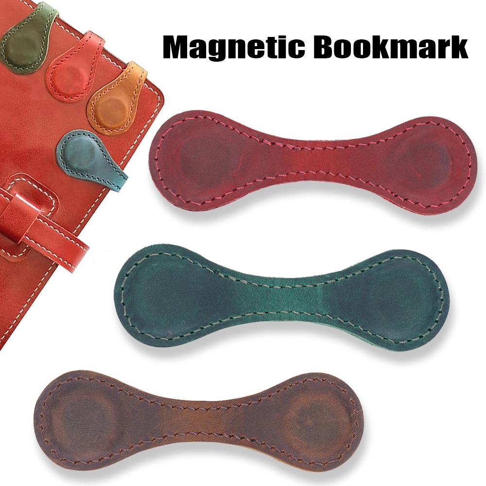 Magnetic Bookmark PU Leather Book Marker Clip Vintage Notebook Marker DIY Bookmarks for Men Women