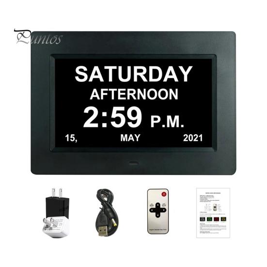 

Цифровой будильник с 7-дюймовым большим дисплеем, функцией напоминания времени и функцией автоматического затемнения, универсальные цифровые часы с ЖК-дисплеем для пожилых людей чёрный