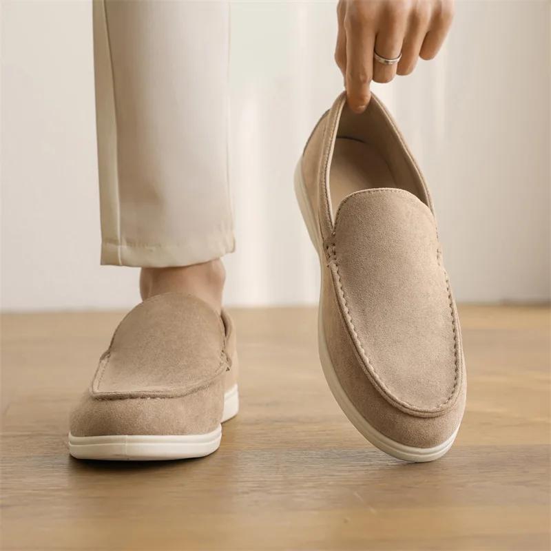 Fashion Men's Flat Shoes, New Breathable Casual Shoes, Fashionable Suede Flat Shoes, Outdoor Lightweight Anti Slip Oversized Men's Shoes