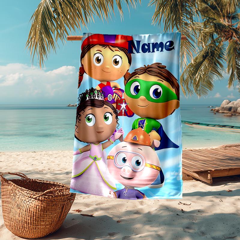 Custom Name Ultra-Soft Beach Towel with Super Why Theme,Ideal for Pool - Camping, Diving - Perfect Travel Essential, Vibrant Beach Towel.