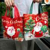 1pc Christmas Santa Claus Canvas Tote Bag Reusable Xmas Handbag Lovely Red New Year Gift Party Supply