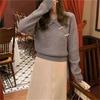 Polo Collar Loose Pullover Autumn and Winter Antique New Top Lazy Chic Knitted Sweater Women's Trend