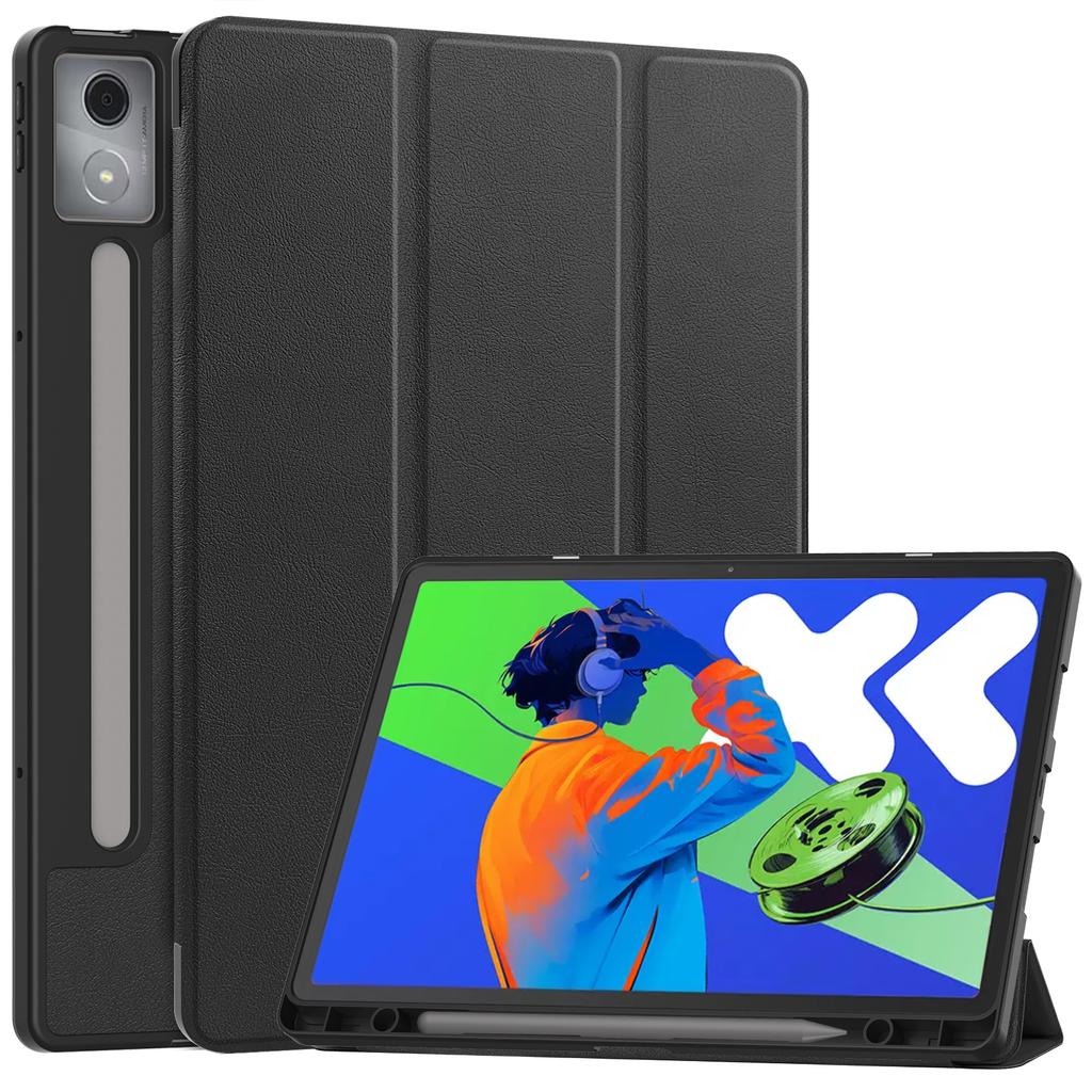 For Lenovo Xiaoxin Pad Pro 12.7 (2025) Stand Case Shock-Absorbent Leather Tablet Cover with Pen Slot