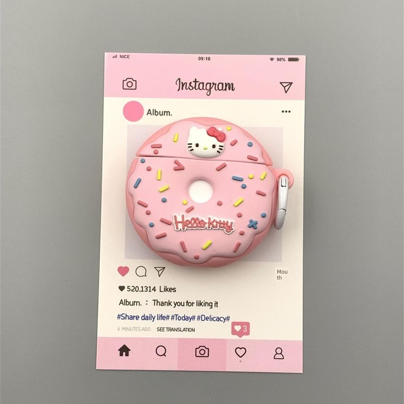 

for Baseus BASEUS M2s Earphone Case BASEUS M2spro Protective Case BASEUS M2s Niche Style Cartoon M2spro Silicone Drop-Resistant Soft Box for Women Baseus M2s/M2sPro Pink Kitty Cat Donut + Ring