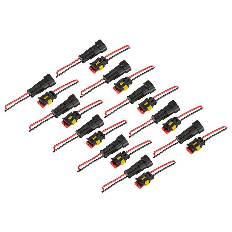 10 Sets Waterproof Superseal Electrical Wire Male Female Connectors Plugs With Cable 12V 16 AWG IP67