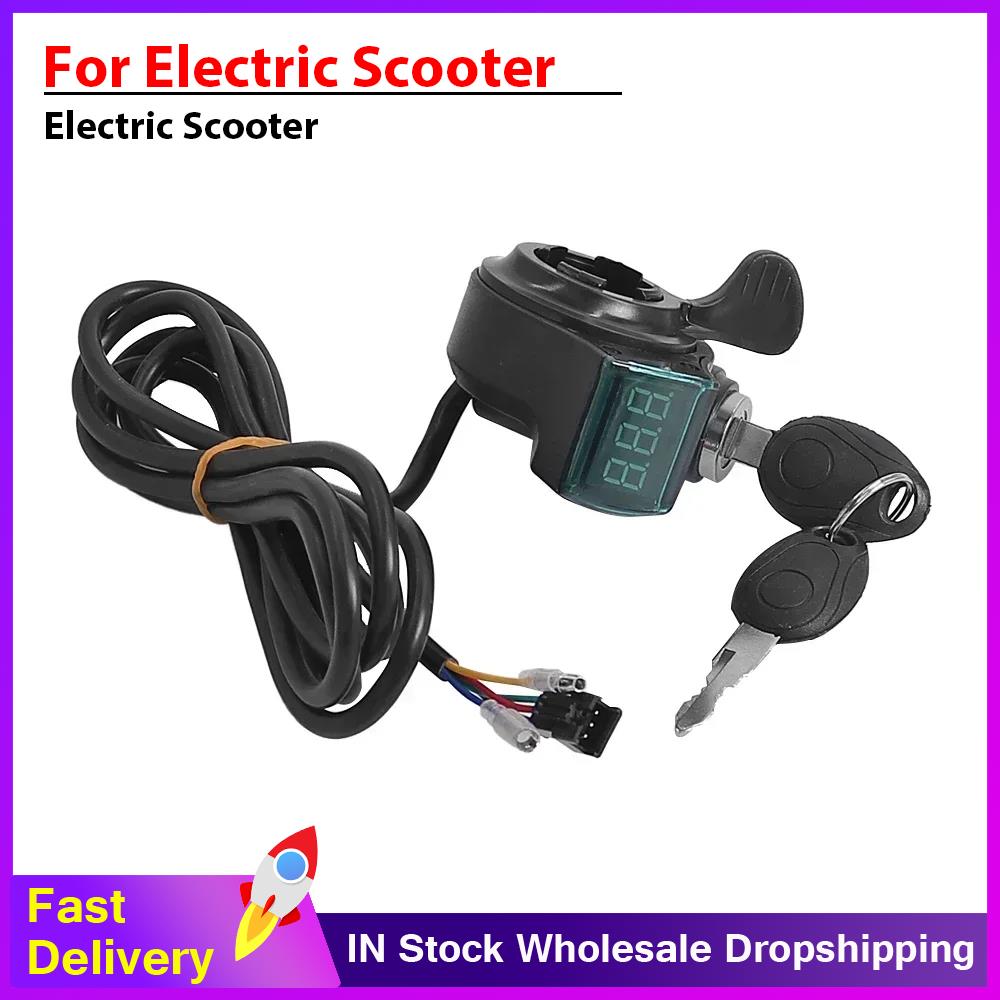 Thumb Throttle with Digital Voltmeter LCD Display Power Switch with Key Lock for Electric Scooter Electric Bicycle Parts Throttles 2