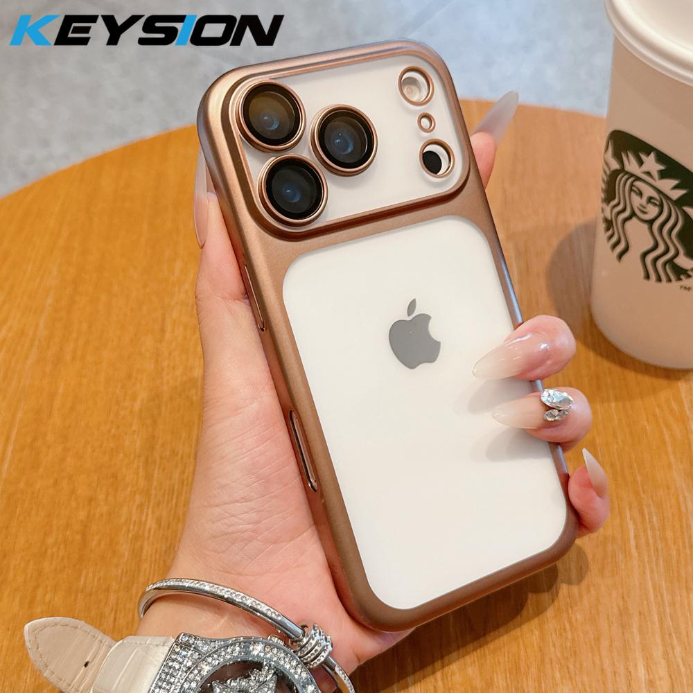 

KEYSION Plating Transparent Matte Phone Case For iPhone 17 Pro Max 17 Air Camera Film Protector Hard PC Clear Shockproof Cover for iPhone 17 Pro Max