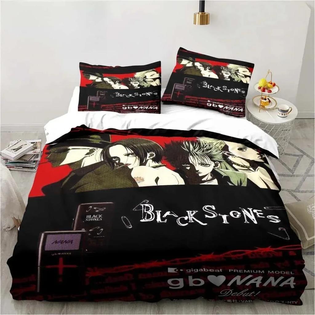 3D Print Cartoons Black Stone NANA Manga Bedding Set Printed With Pillowcase Duvet Cover Soft Queen King Size Bedclothes Home