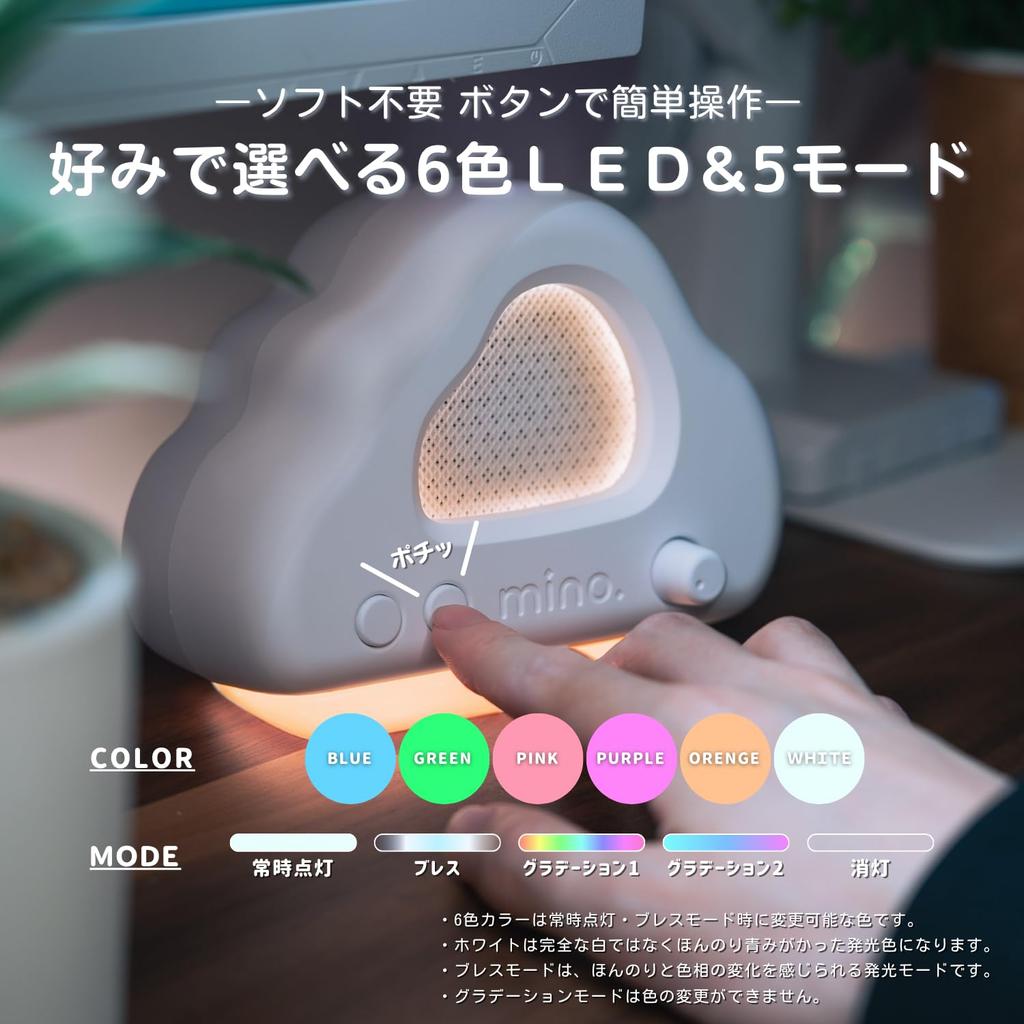 Minotel Cloud Speaker USB compatible with cute pastel blue LED gaming desktop speaker - Cloud-shaped speaker, connection, PC/PS5/Switch, color,