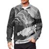 Men's Loose Casual 1/4 Zip Sweatshirt Fashion Printed Long Sleeve Top With Pockets