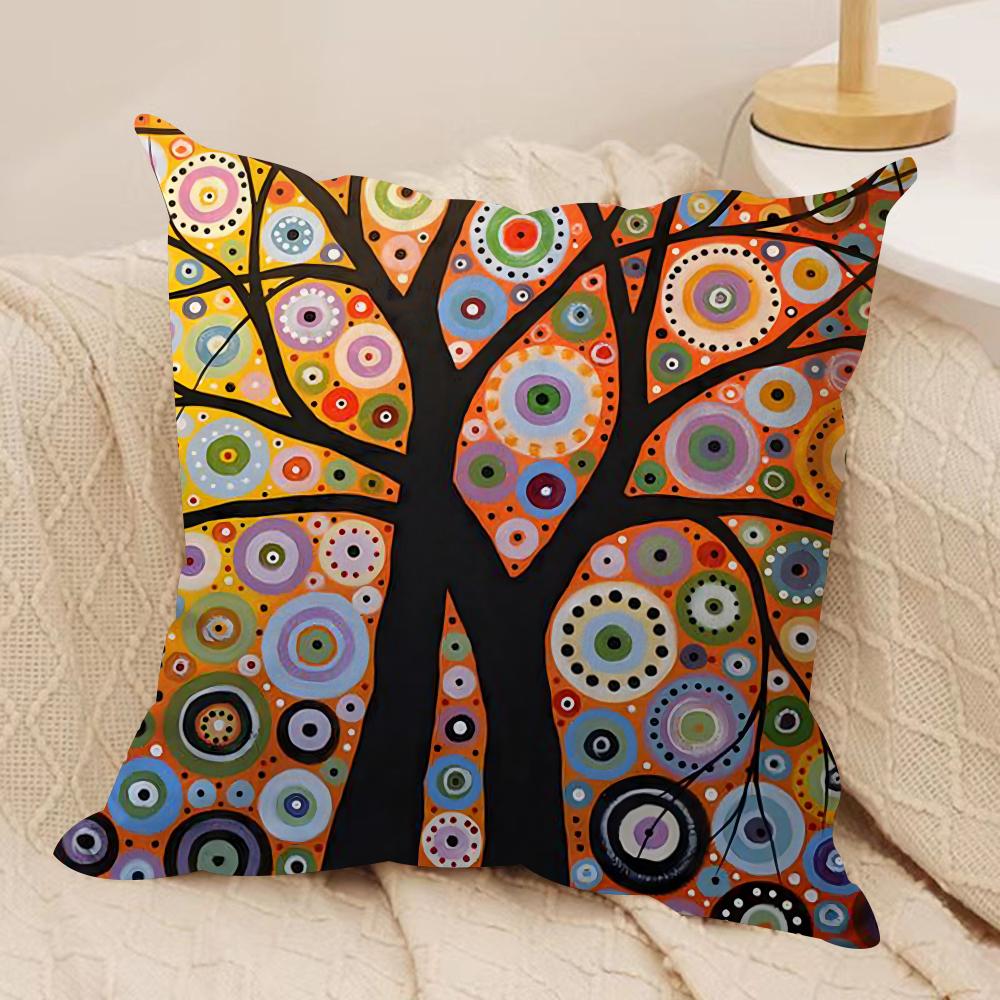 Colored Tree Cushion Cover Silky Short Plush Double-Sided Printed Pillow Case for Sofa All Seasons Home Decor Gift