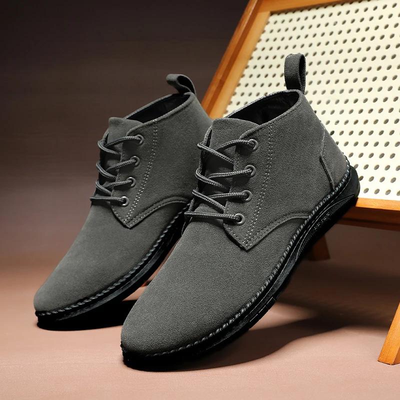 Zimní Venkovní Pánské Ležérní Boty Kožené Kotníkové Boty Protiskluzové Vysoké Pánské Pracovní Boty Vysoká Kvalita Čtvercová Špička Pánské Chelsea Boty