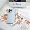 For iPhone 16 Pro Case Skin-Touch TPU+PC Clear Phone Back Cover with Wrist Strap