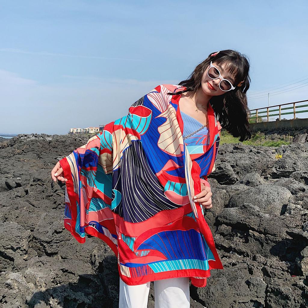 Summer Sunscreen Shiawl Kerchief Fashion Sailboat Small Hijab Scarf Print Shawls Popular Sunscreen Silk Scarves Headcloth