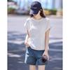 Cloud Cotton Spliced Drawstring Short Sleeve T-Shirt