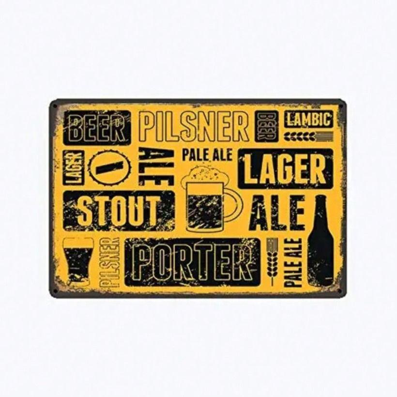 Retro Metal Beer Tin Sign, Vintage Wall Decor for Pub Bar Home