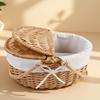 Handwoven Wicker Basket Suitable for Kids Picnics Decorating and Storage with Washable Liner Double Lid Dust Proof