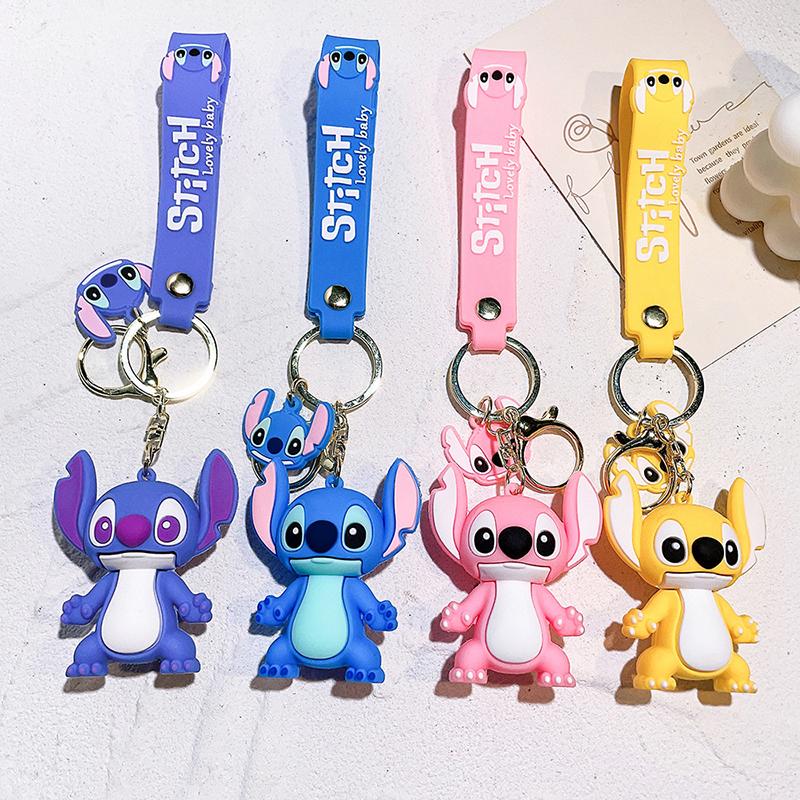 Anime Lilo & Stitch Keychians Cute Stitch Angel Pendant Keychain Cartoon Car Keyring Ornament Toy Gifts For Unisex