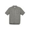 Full Print V-Neck Single-Breasted Short Sleeve Shirt Men Shirts Gray-Green C7812-SAG