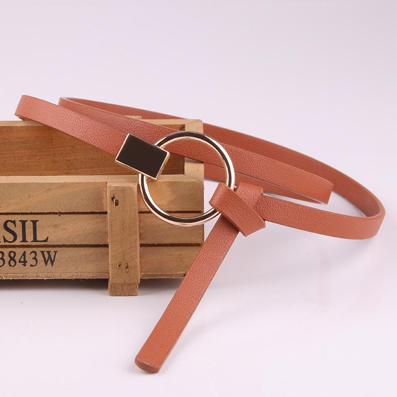 Women's Korean Style Sweater Dress Belt - Thin, Knotted, Round Buckle, Versatile Accessory.