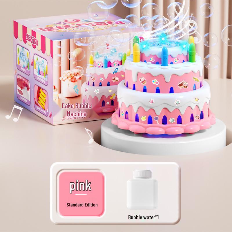 Children's Multi-Hole Electric Bubble Cake Machine with Lights & Music - Automatic Pretend Play Birthday Toy