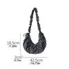 Korean Style Drawstring Shoulder Bag Lightweight Ballet Style Polka Dot Pleated Bag Dumpling Bag Large Capacity