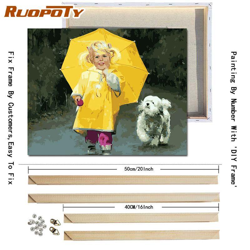 RUOPOTY DIY Frame Kids Picture DIY Painting By Numbers Figure ON Canvas Painting Acrylic Wall Art Picture For Home Decors Art