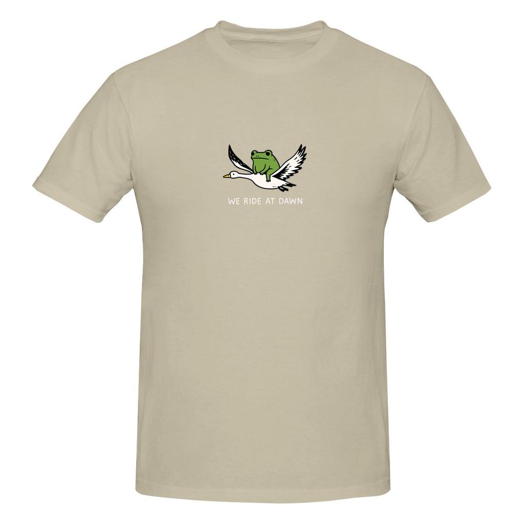 We Ride At Dawn  Funny Frog And Goose 2 Straight Leg Tshirtlazy Style Solid Color Tee