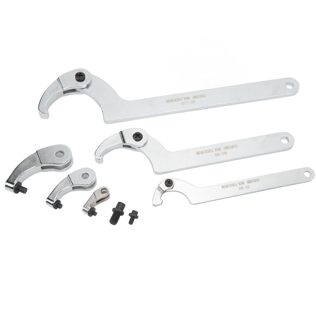 8 Pcs Adjustable Hook Pin Wrench 35‑120mm C Hook Round Head Spanner Set for Motorcycle Dirt Bike