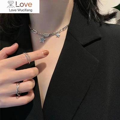 Vintage Hiphop Argento Sterling 925 Cristallo Stella Ciondolo Collana Ciondolo Per Donna Gioielli da Sposa Choker Collare Dz530