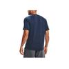 Under Armour Solid Color Logo Print Straight Cut Crew Neck Short Sleeve T-Shirt Men Tops Dark-Blue 1328190-408