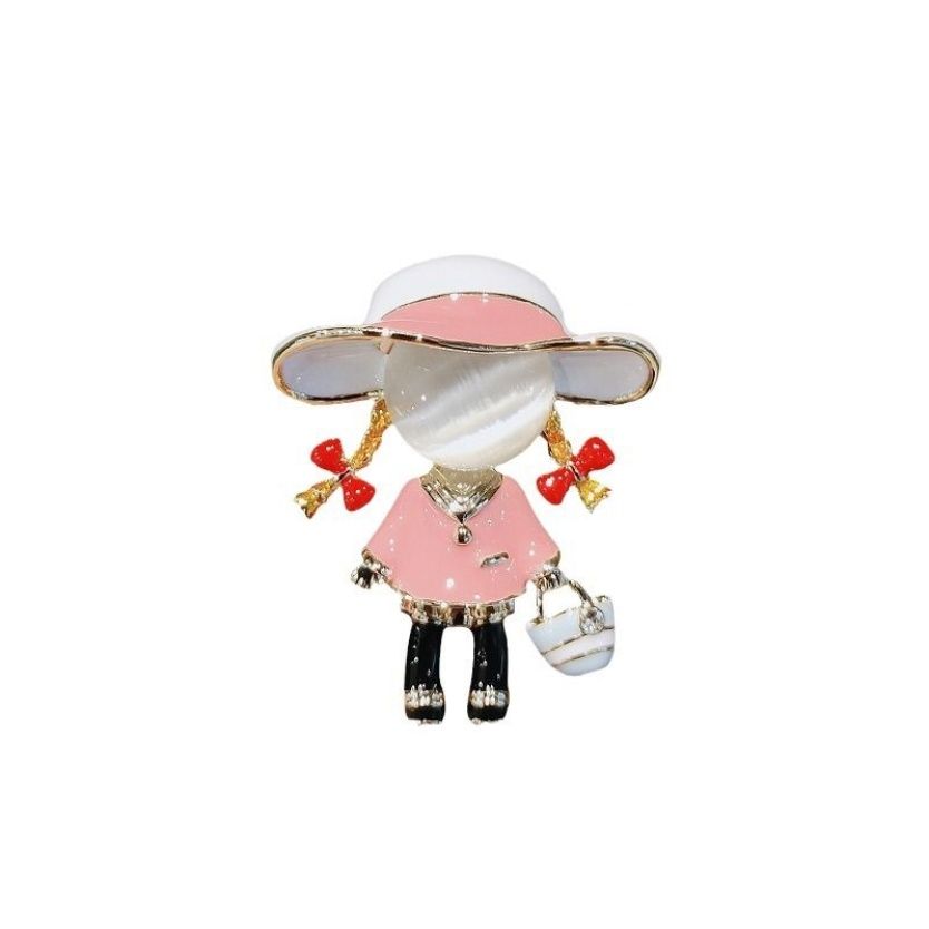 

Fashionable Cartoon Character Brooches, Cat s Eye Stone Brooches For Girls, Oil Painting Brooches, Versatile Clothing Accessories One Size білий