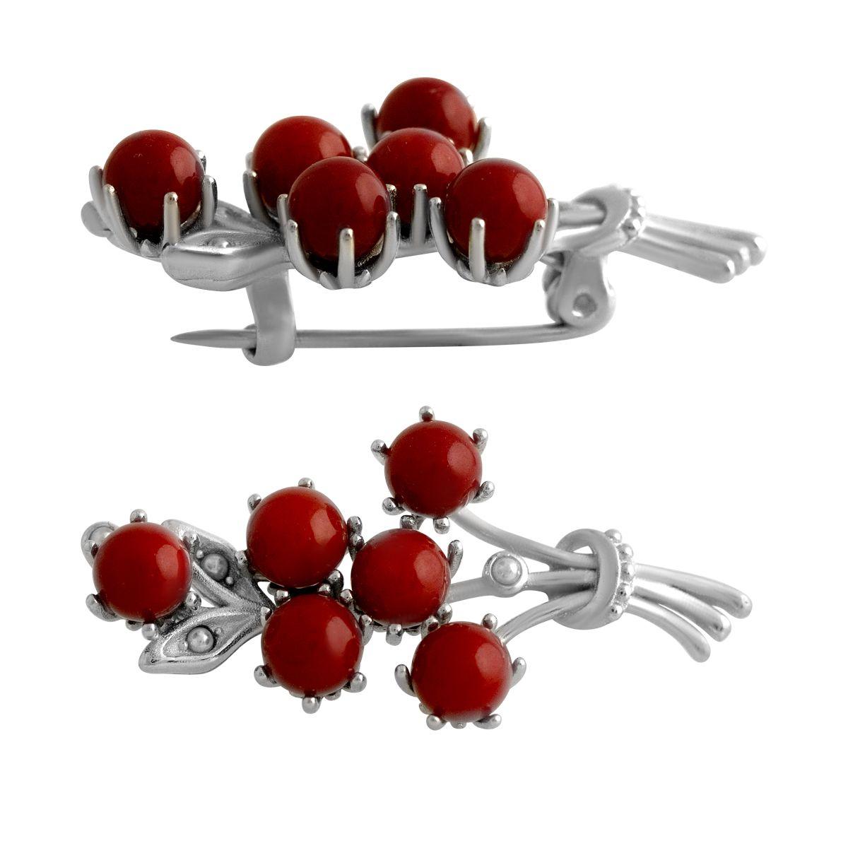 

Срібна брошка з коралом (2137566)