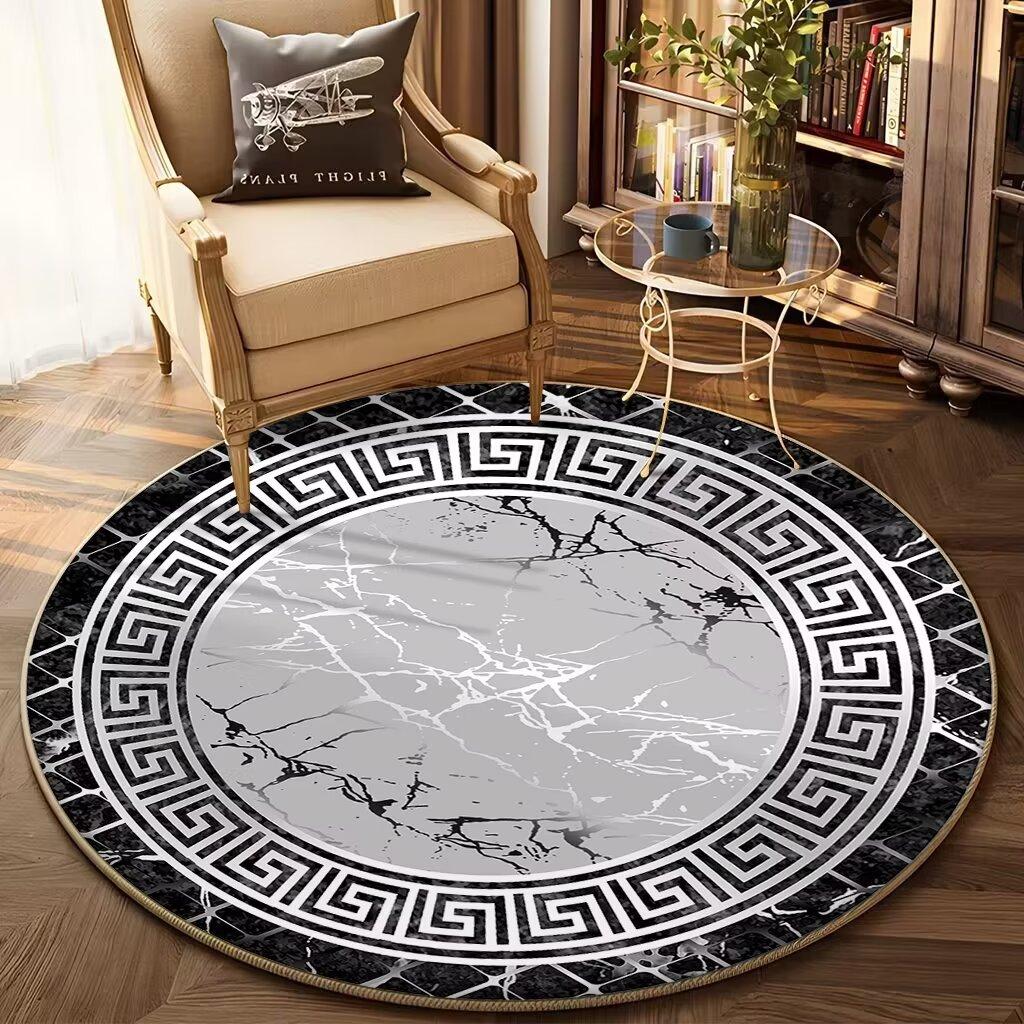 Luxury Gold Round Carpet for Living Room Decor Sofa Table Area Rug Large Area Soft Non-slip Chair Mat Decoration Home Carpets