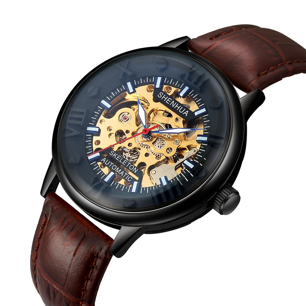 Men's Watches Luxury Brand Wind Hand Mechanical Skeleton Mens Watches Stainless Steel Band Bracelet Mesh Bracelet 2025